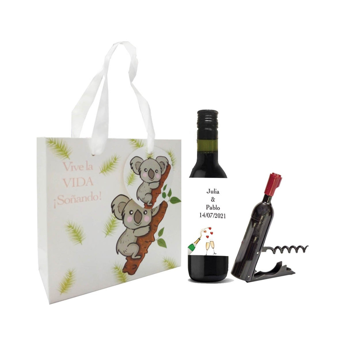 Set de vino para boda personalizado
