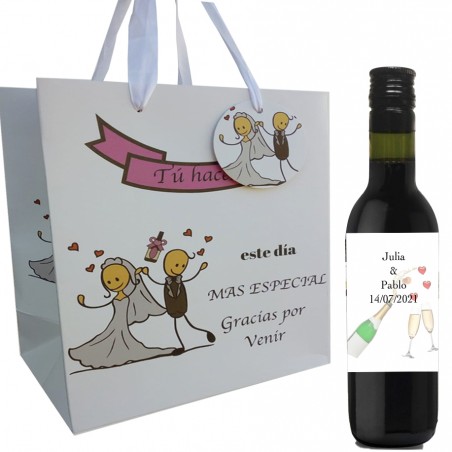 Tinto Para Boda Con Bolsa Detalles Personalizados