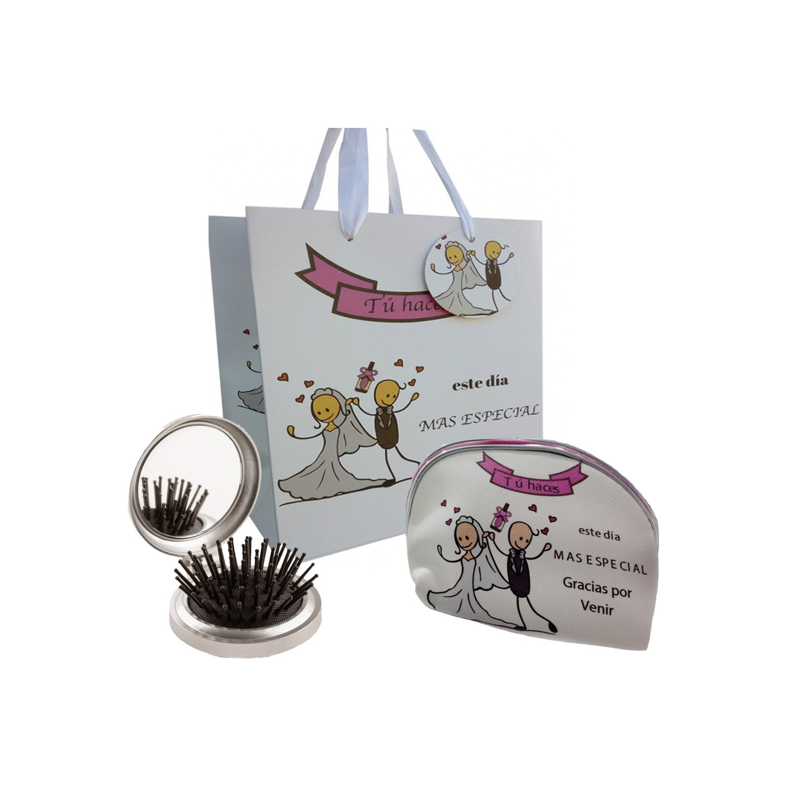 Monedero Con Cepillo Espejo En Bolsa De Cartón Para Bodas