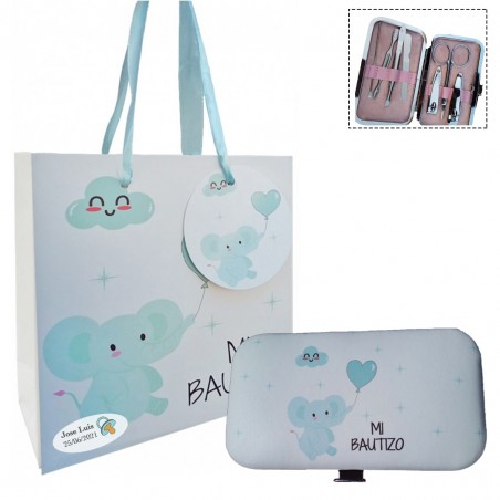 Set manicura con bolsa detalles personalizados bautizo