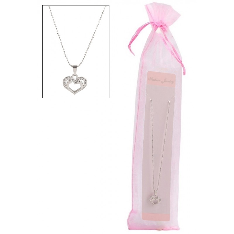 Cadena Con Colgante Corazón En Bolsa De Organza Cadena Con Colgante Corazón En Bolsa De Organza