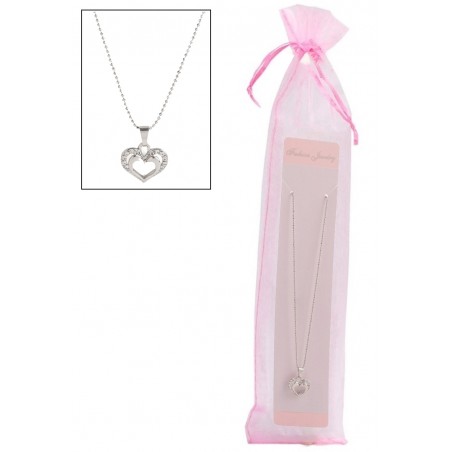 Cadena Con Colgante Corazón En Bolsa De Organza