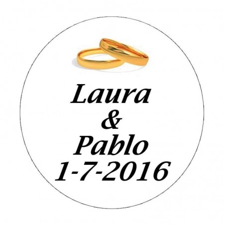 Llavero abridor con bolsa y adhesivo de boda personalizado