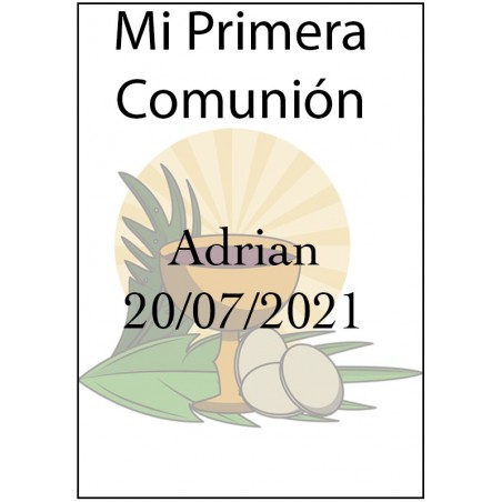 Tinto decorado con adhesivo de comunión personalizado