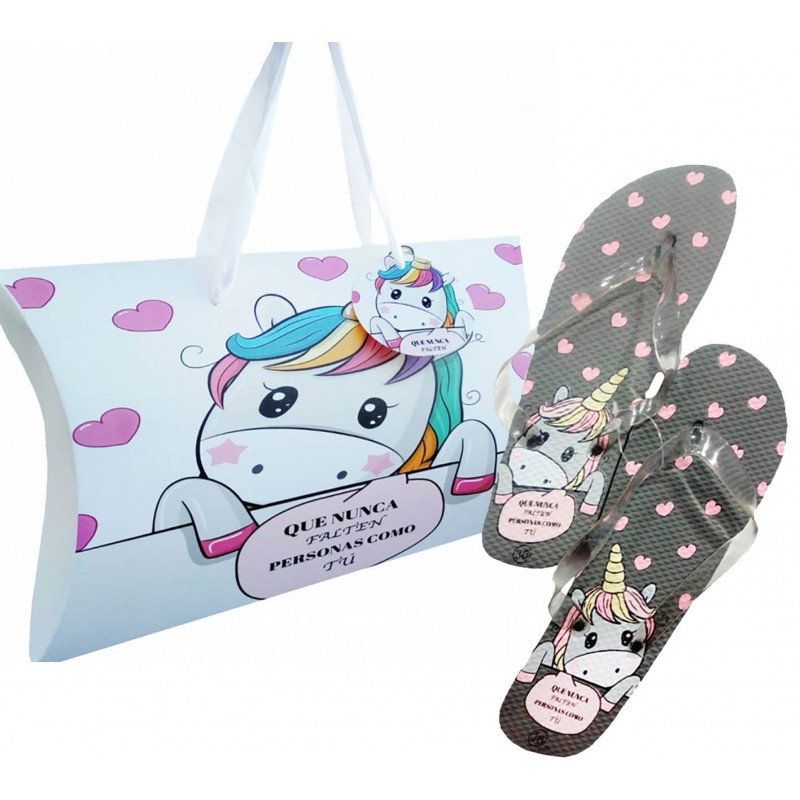 Chanclas unicornio con caja