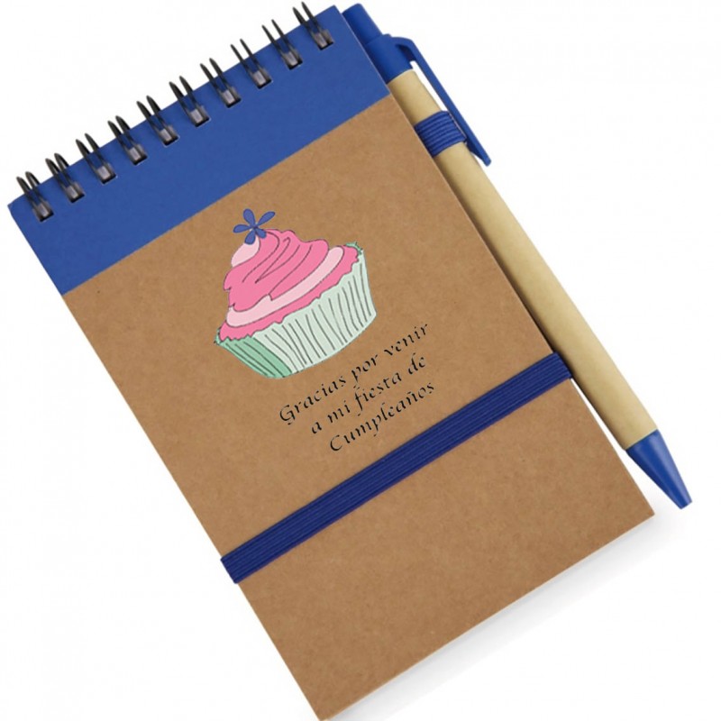 Libreta Azul Con Bolígrafo Y Adhesivo Cumpleaños Libreta Azul Con Bolígrafo Y Adhesivo Cumpleaños