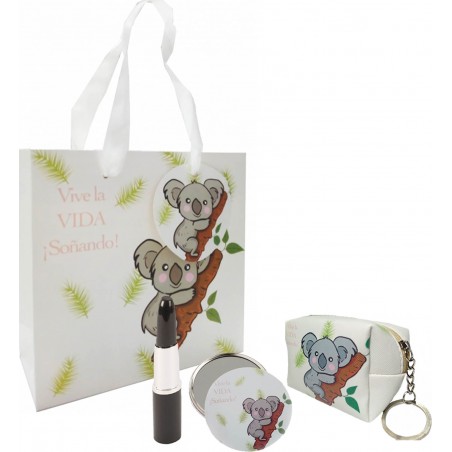 Monedero, Espejo, Bolígrafo Pintalabios En Bolsa Koala