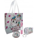 Detalles Unicornio Set Monedero, Espejo y Bolígrafo Pintalabios en Bolsa