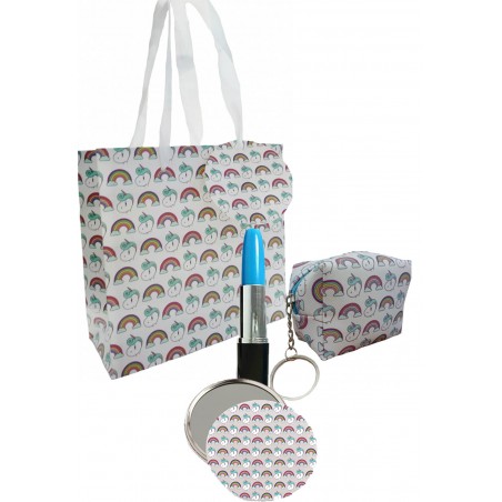 Bolsa Estampada De Unicornio Con Bolígrafo, Espejo Y...