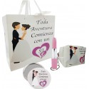 Set De Regalo En Bolsa Para Boda Con Espejo, Monedero Y Bolígrafo