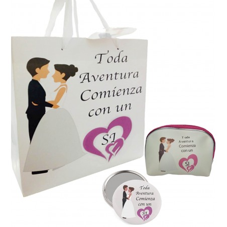 Monedero Y Espejo En Bolsa Para Detalles Invitados Boda