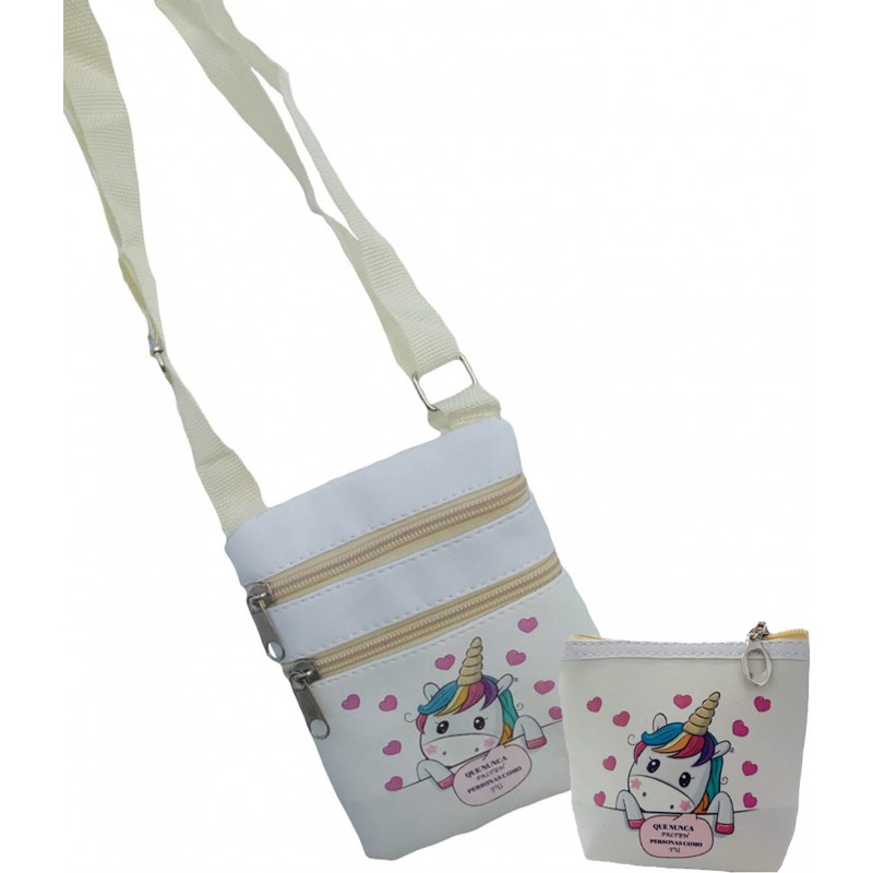 Bolso diseño unicornio con monedero a juego