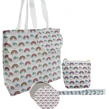 Set De Regalo En Bolsa Estampada Unicornio Con Boli,...