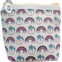 Set De Regalo En Bolsa Estampada Unicornio Con Boli, Espejo Y Monedero