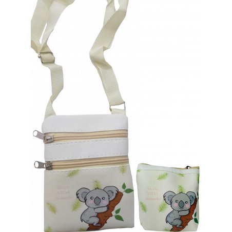 Bolso Con Motivo Koala Y Monedero Con Frase