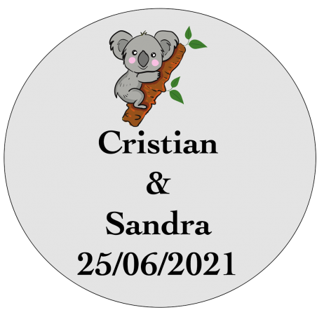 Adhesivo Koala Transparente Personalizado Para Boda...