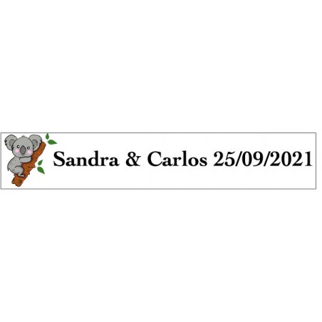Adhesivo Koala Rectangular Con Fondo Blanco Para Bodas