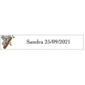 Adhesivo koala rectangular para personalizar con nombre y fecha