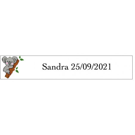 Adhesivo Koala Rectangular Para Personalizar Con Nombre Y...
