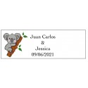 Adhesivo koala rectangular para bodas personalizado