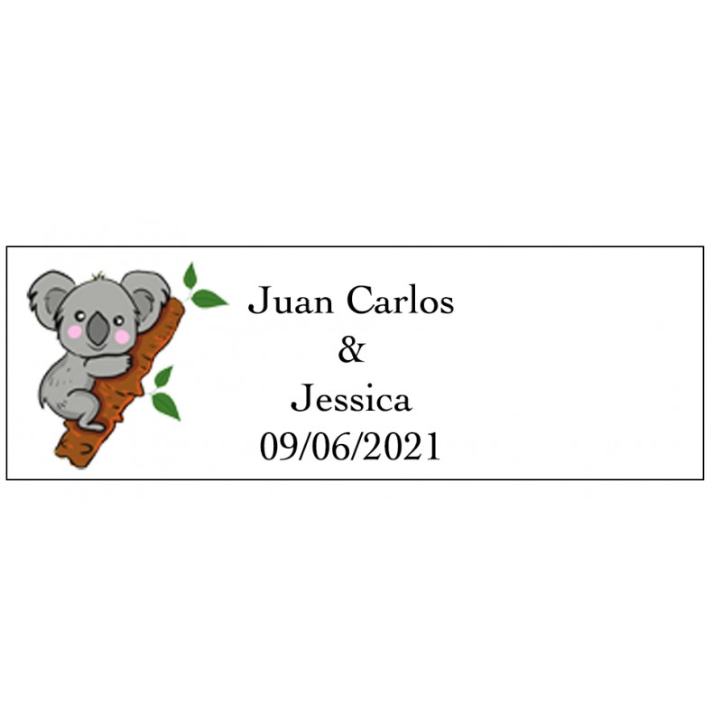 Adhesivo Koala Rectangular Para Bodas Personalizado Adhesivo Koala Rectangular Para Bodas Personalizado