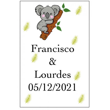 Adhesivo Koala Grande Personalizado Para Boda