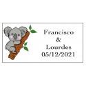 Adhesivo Koala Rectangular Personalizado Para Bodas