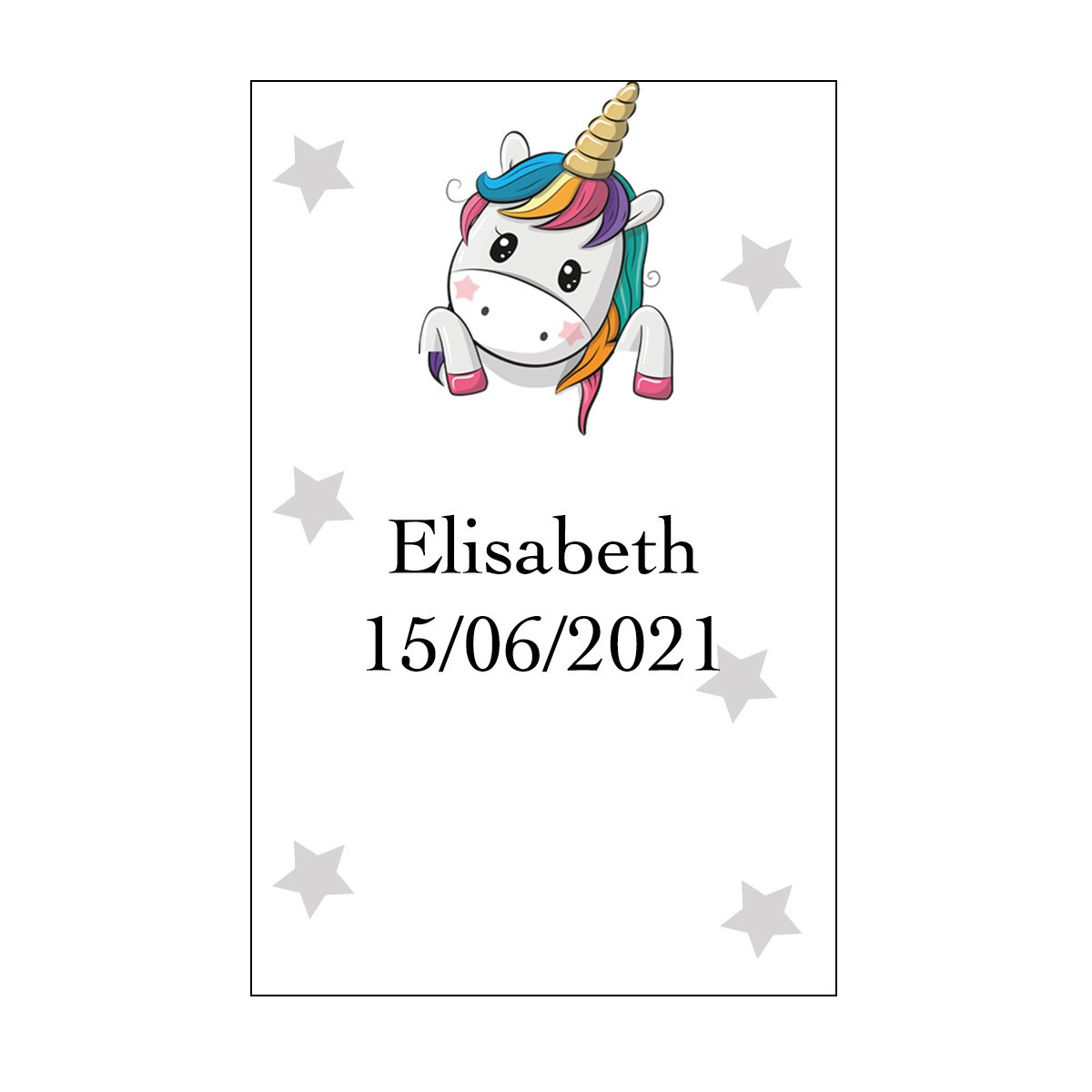 Adhesivo unicornio corazones grande personalizado con nombre y fecha para bodas bautizos comuniones cumpleaños y empresas