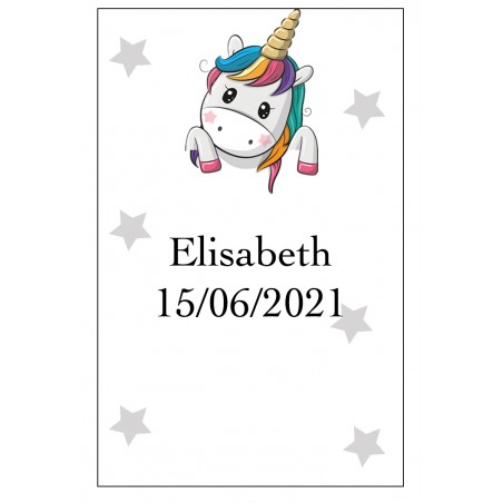 Adhesivo Unicornio Corazones, Grande Personalizado Con...