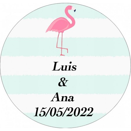 Adhesivo Flamenco, Redondo Personalizado Para Bodas...