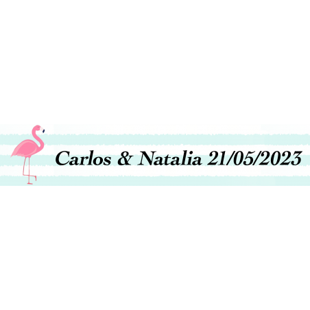 Adhesivo Flamenco, Rectangular Personalizado Para Bodas
