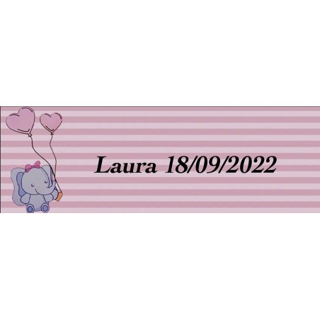 Adhesivo Elefante Rosa, Rectangular Personalizado