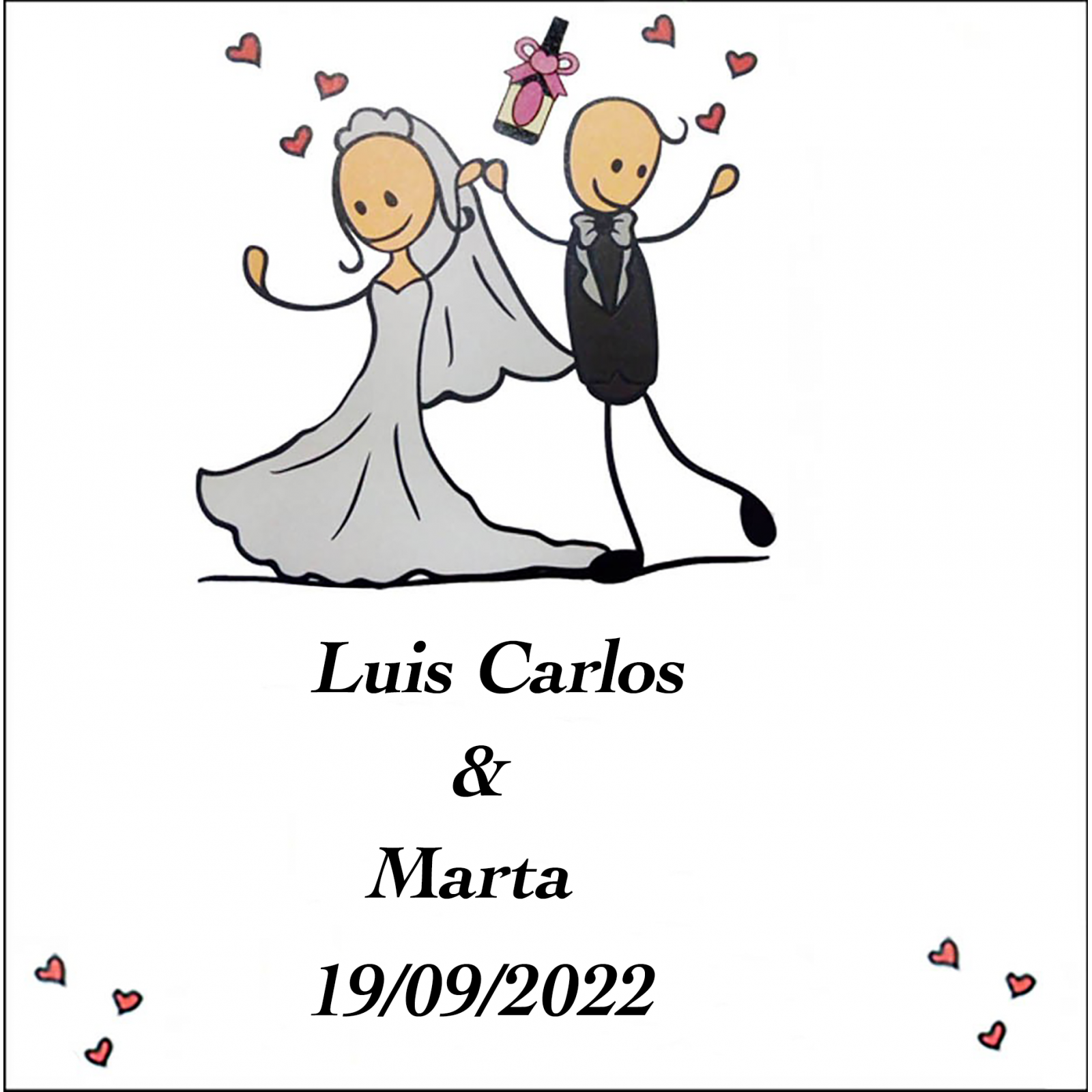 Adhesivo tú haces este día cuadrado personalizado boda
