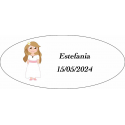 Adhesivo Comunión Niña, Ovalado Personalizado