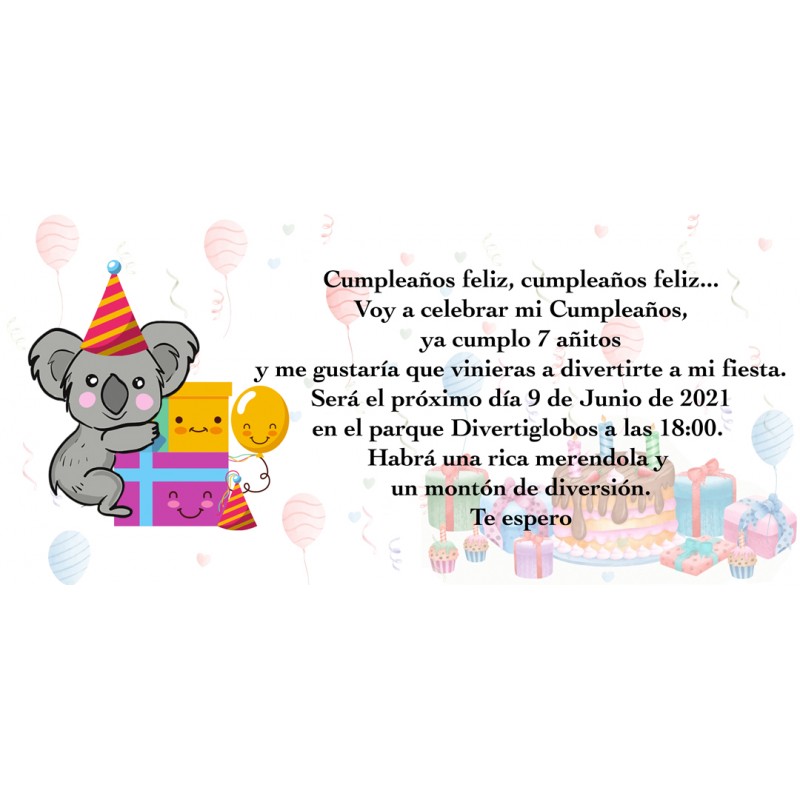 Invitación Koala Personalizada Para Cumpleaños Invitación Koala Personalizada Para Cumpleaños