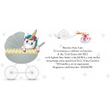 Invitaciones de bautizo unicornio personalizada