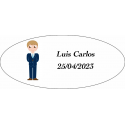 Adhesivo Comunión Niño, Ovalado Personalizado