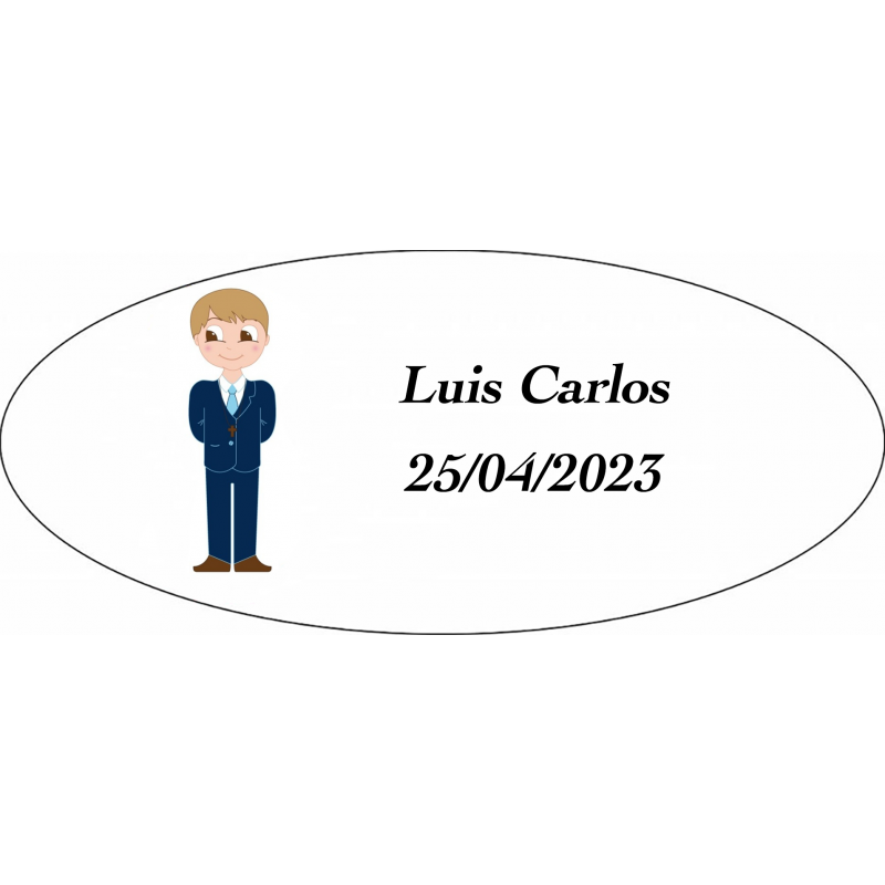 Adhesivo Comunión Niño, Ovalado Personalizado Adhesivo Comunión Niño, Ovalado Personalizado