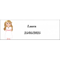 Adhesivo comunión niña rectangular personalizado