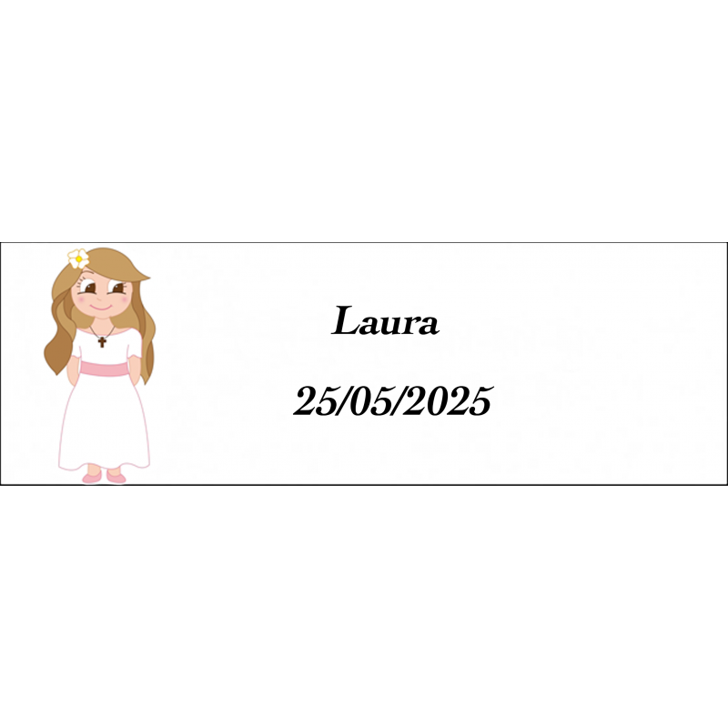 Adhesivo comunión niña, rectangular personalizado Adhesivo comunión niña, rectangular personalizado