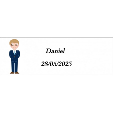 Adhesivo Comunión Niño, Rectangular Personalizado