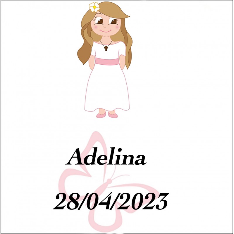Adhesivo comunión niña, cuadrado personalizado Adhesivo comunión niña, cuadrado personalizado