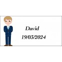 Adhesivo Comunión Niño, Rectangular Personalizado Con Nombre Y Fecha