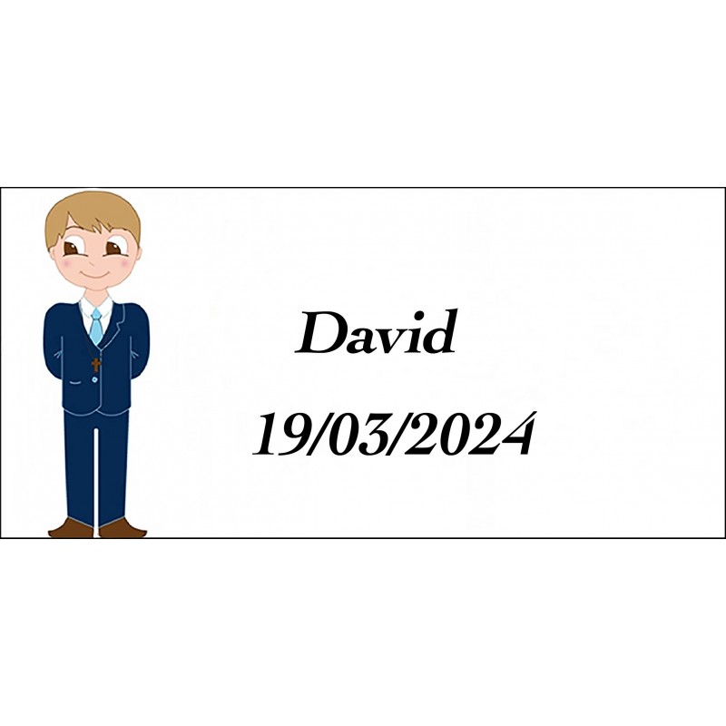Adhesivo Comunión Niño, Rectangular Personalizado Con Nombre Y Fecha Adhesivo Comunión Niño, Rectangular Personalizado Con Nombre Y Fecha