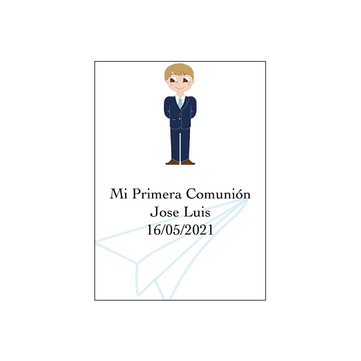 Adhesivo comunión niño grande personalizado