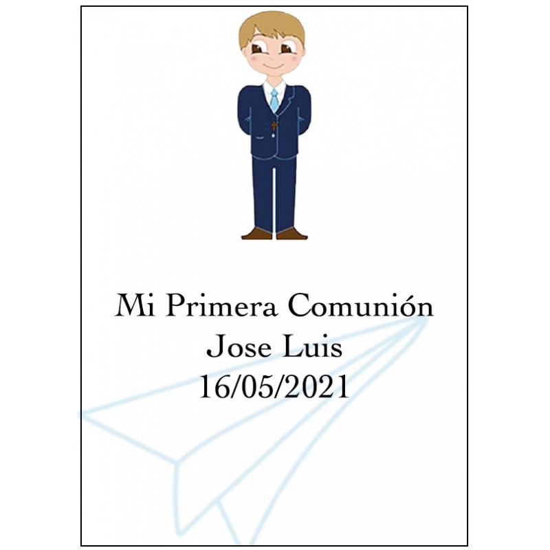 Adhesivo comunión niño grande personalizado