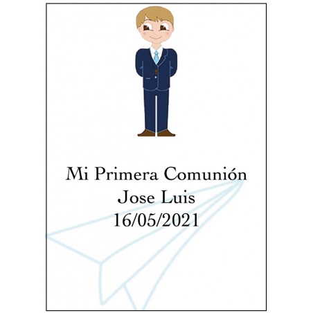 Adhesivo Comunión Niño, Grande Personalizado