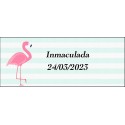 Adhesivo Flamenco, Rectangular Personalizado Para Nombre Y Fecha