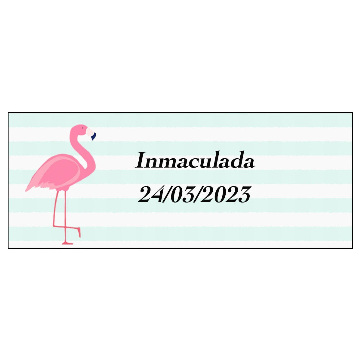 Adhesivo flamenco rectangular personalizado para nombre y fecha