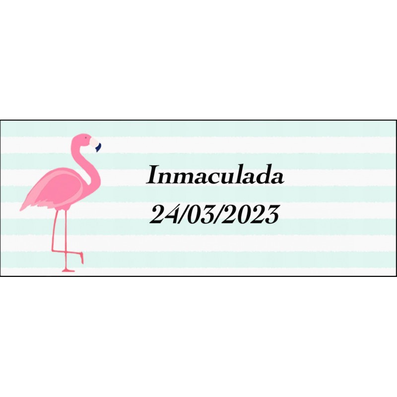 Adhesivo Flamenco, Rectangular Personalizado Para Nombre Y Fecha Adhesivo Flamenco, Rectangular Personalizado Para Nombre Y Fecha